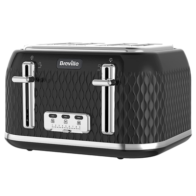 Curve 4 Slice Toaster, Black & Silver Curve 4 Slice Toaster, Black & Silver